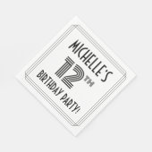 Serviette En Papier Art Déco Inspiré 12ème Anniversaire Fête, Nom pers (Coin)