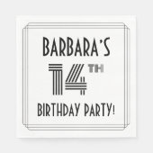 Serviette En Papier Art Déco Inspiré 14ème Anniversaire Fête, Nom pers (Devant)