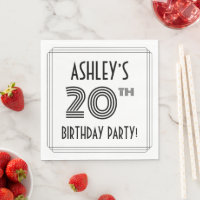 Art Déco Inspiré 20ème anniversaire fête, Nom pers