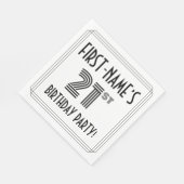 Serviette En Papier Art Déco Inspiré 21ème Anniversaire Fête, Nom pers (Coin)
