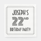 Serviette En Papier Art Déco Inspiré 22e fête d'anniversaire, Nom pers (Devant)