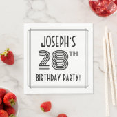 Serviette En Papier Art Déco Inspiré 28ème Anniversaire Fête, Nom pers (En situation)