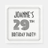 Serviette En Papier Art Déco Inspiré 29ème Anniversaire Fête, Nom pers (Devant)