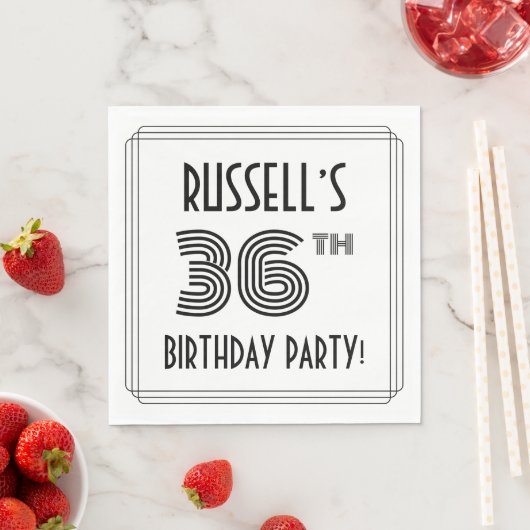 Serviette En Papier Art Déco Inspiré 36e fête d'anniversaire, Nom pers (En situation)