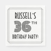Serviette En Papier Art Déco Inspiré 36e fête d'anniversaire, Nom pers (Devant)