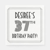 Serviette En Papier Art Déco Inspiré 37ème Anniversaire Fête, Nom pers (Devant)
