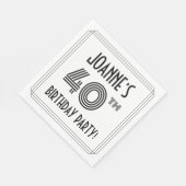 Serviette En Papier Art Déco Inspiré 40ème Anniversaire Fête, Nom pers (Coin)