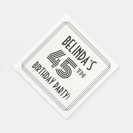 Serviette En Papier Art Déco Inspiré 45ème Anniversaire Fête, Nom pers (Coin)