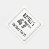 Serviette En Papier Art Déco Inspiré 47ème Anniversaire Fête, Nom pers (Coin)