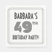 Serviette En Papier Art Déco Inspiré 49ème Anniversaire Fête, Nom pers (Devant)