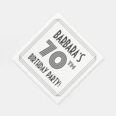 Serviette En Papier Art Déco Inspiré 70ème anniversaire fête, Nom pers (Coin)