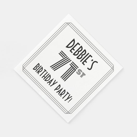 Serviette En Papier Art Déco Inspiré 71e fête d'anniversaire, Nom pers (Coin)