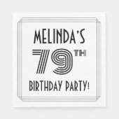 Serviette En Papier Art Déco Inspiré 79e fête d'anniversaire, Nom pers (Devant)