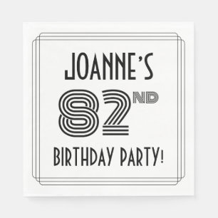 Serviette En Papier Art Déco Inspiré 82e fête d'anniversaire, Nom pers