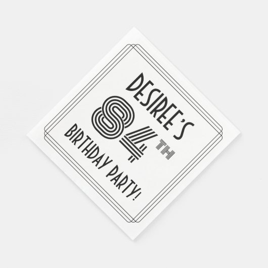 Serviette En Papier Art Déco Inspiré 84ème Anniversaire Fête, Nom pers (Coin)