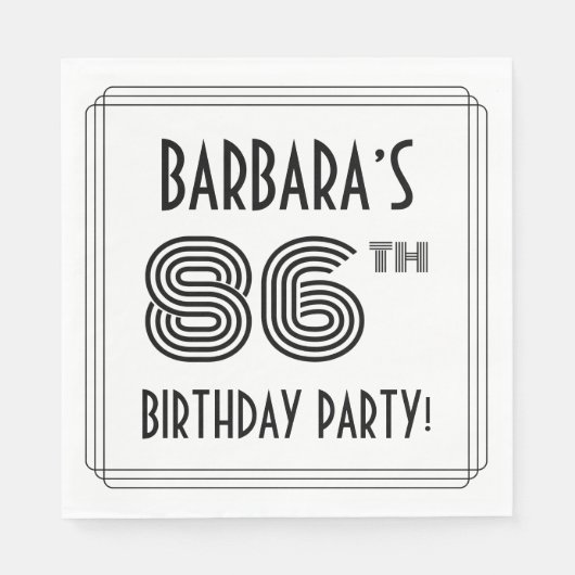 Serviette En Papier Art Déco Inspiré 86e fête d'anniversaire, Nom pers (Devant)
