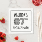 Serviette En Papier Art Déco Inspiré 87ème Anniversaire Fête, Nom pers (En situation)