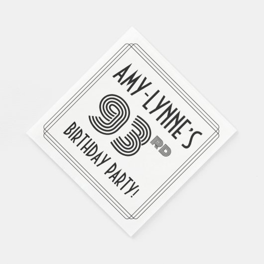 Serviette En Papier Art Déco Inspiré 93ème Anniversaire Fête, Nom pers (Coin)