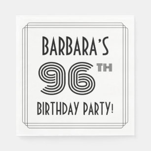 Serviette En Papier Art Déco Inspiré 96ème Anniversaire Fête, Nom pers