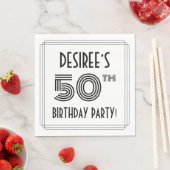 Serviette En Papier Art Déco Inspirée 50ème anniversaire fête, Nom per (En situation)