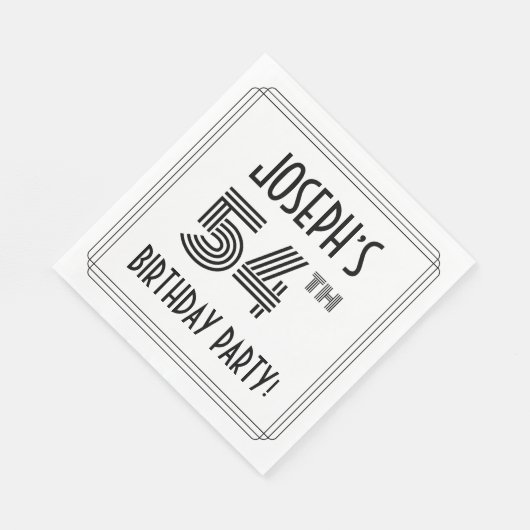 Serviette En Papier Art Déco Inspirée 54ème anniversaire fête, Nom per (Coin)
