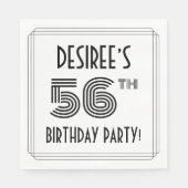 Serviette En Papier Art Déco Inspirée 56e fête d'anniversaire, Nom per (Devant)