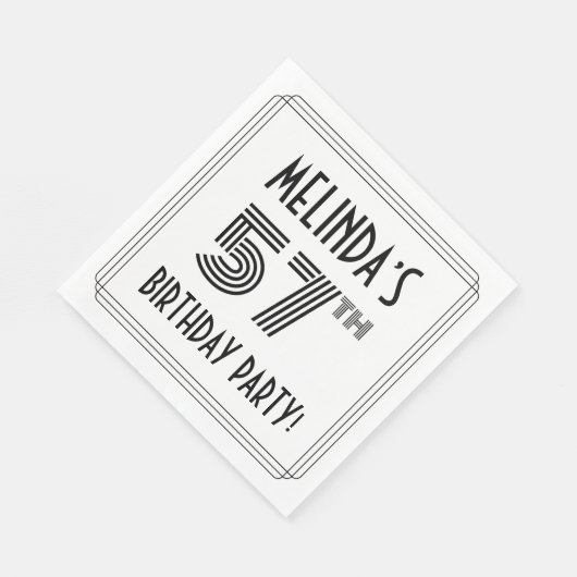 Serviette En Papier Art Déco Inspirée 57ème Anniversaire Fête, Nom per (Coin)