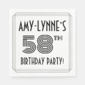 Serviette En Papier Art Déco Inspirée 58ème Anniversaire Fête, Nom per (Devant)