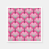 Serviette En Papier Art déco Lily, Fuchsia rose et gris argenté (Devant)