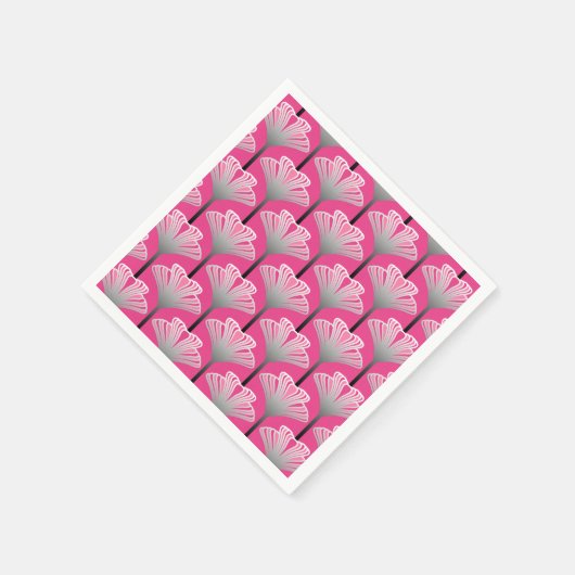 Serviette En Papier Art déco Lily, Fuchsia rose et gris argenté (Coin)
