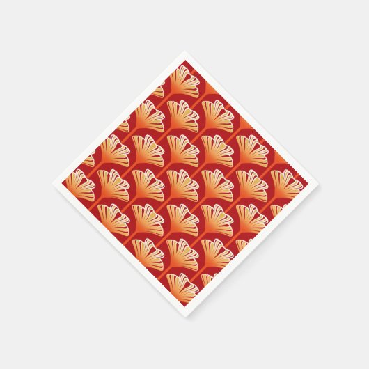 Serviette En Papier Art Déco Lily, Tangerine Orange et Or (Coin)