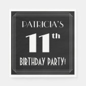 Serviette En Papier Art Déco Look 11e fête d'anniversaire avec nom per (Devant)