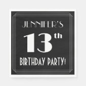 Serviette En Papier Art Déco Look 13ème fête d'anniversaire avec nom p (Devant)
