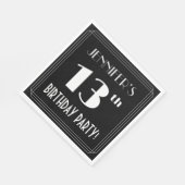 Serviette En Papier Art Déco Look 13ème fête d'anniversaire avec nom p (Coin)