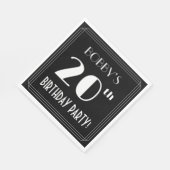 Serviette En Papier Art Déco Look 20e fête d'anniversaire avec nom per (Coin)