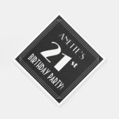 Serviette En Papier Art Déco Look 21e fête d'anniversaire avec nom per (Coin)