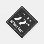 Serviette En Papier Art Déco Look 22e fête d'anniversaire avec nom per (Coin)
