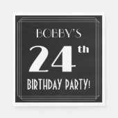 Serviette En Papier Art Déco Look 24e fête d'anniversaire avec nom per (Devant)