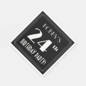 Serviette En Papier Art Déco Look 24e fête d'anniversaire avec nom per (Coin)