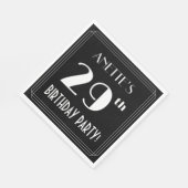 Serviette En Papier Art Déco Look 29e fête d'anniversaire avec nom per (Coin)