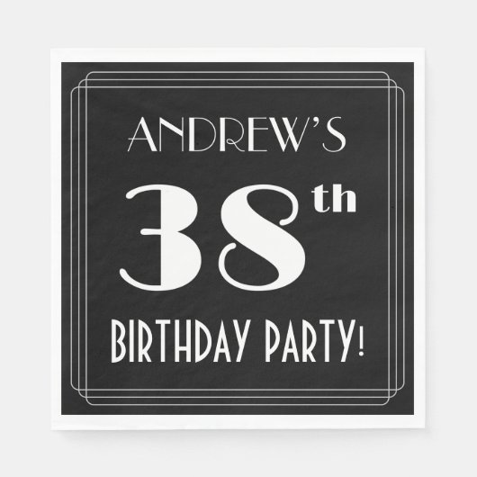Serviette En Papier Art Déco Look 38e fête d'anniversaire avec nom per (Devant)