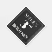 Serviette En Papier Art Déco Look 3ème fête d'anniversaire avec nom pe (Coin)