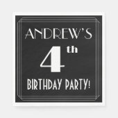 Serviette En Papier Art Déco Look 4e fête d'anniversaire avec nom pers (Devant)