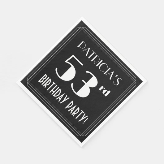 Serviette En Papier Art Déco Look 53ème fête d'anniversaire avec nom p (Coin)