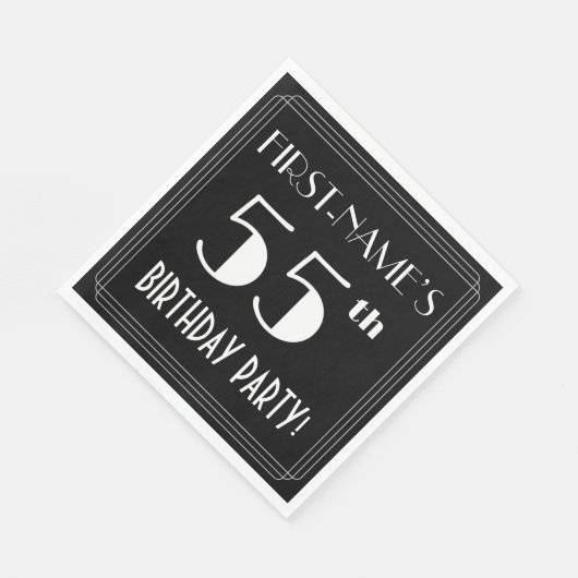 Serviette En Papier Art Déco Look 55e fête d'anniversaire avec nom per (Coin)