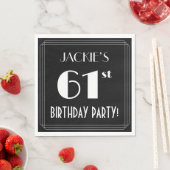 Serviette En Papier Art Déco Look 61ème fête d'anniversaire avec nom p (En situation)