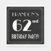 Serviette En Papier Art Déco Look 62e fête d'anniversaire avec nom per (Devant)