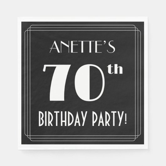 Serviette En Papier Art Déco Look 70e fête d'anniversaire avec nom per (Devant)
