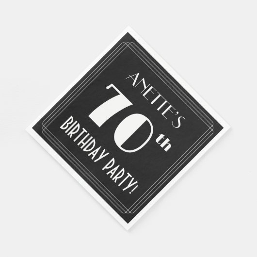 Serviette En Papier Art Déco Look 70e fête d'anniversaire avec nom per (Coin)