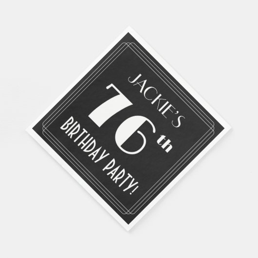 Serviette En Papier Art Déco Look 76e fête d'anniversaire avec nom per (Coin)